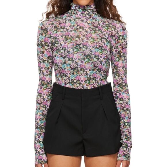 Isabel Marant Joyela Floral Print Long Sleeve Turtleneck Top Size US XL NWT - Picture 1 of 6